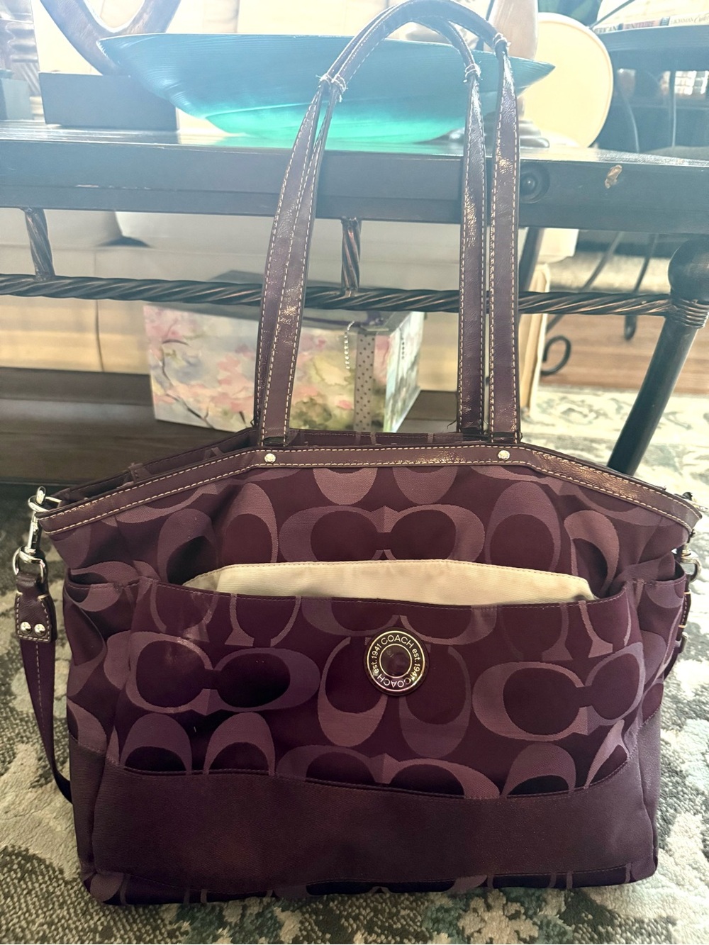 Coach Women’s Purple Signature Diaper Bag